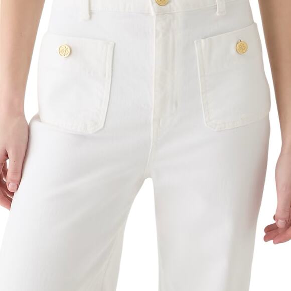 NWT J. Crew Sailor Slim Wide Leg White Jeans Women’s Size 31 - Picture 2 of 9